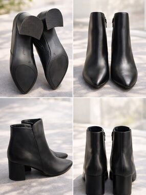 Chic Black Ankle Booties Size 11 | Pointed Toe Block Heel | New